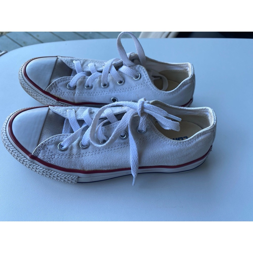 Converse All Star White Canvas Low Top Sneaker US Youth 2 - Picture 3 of 7